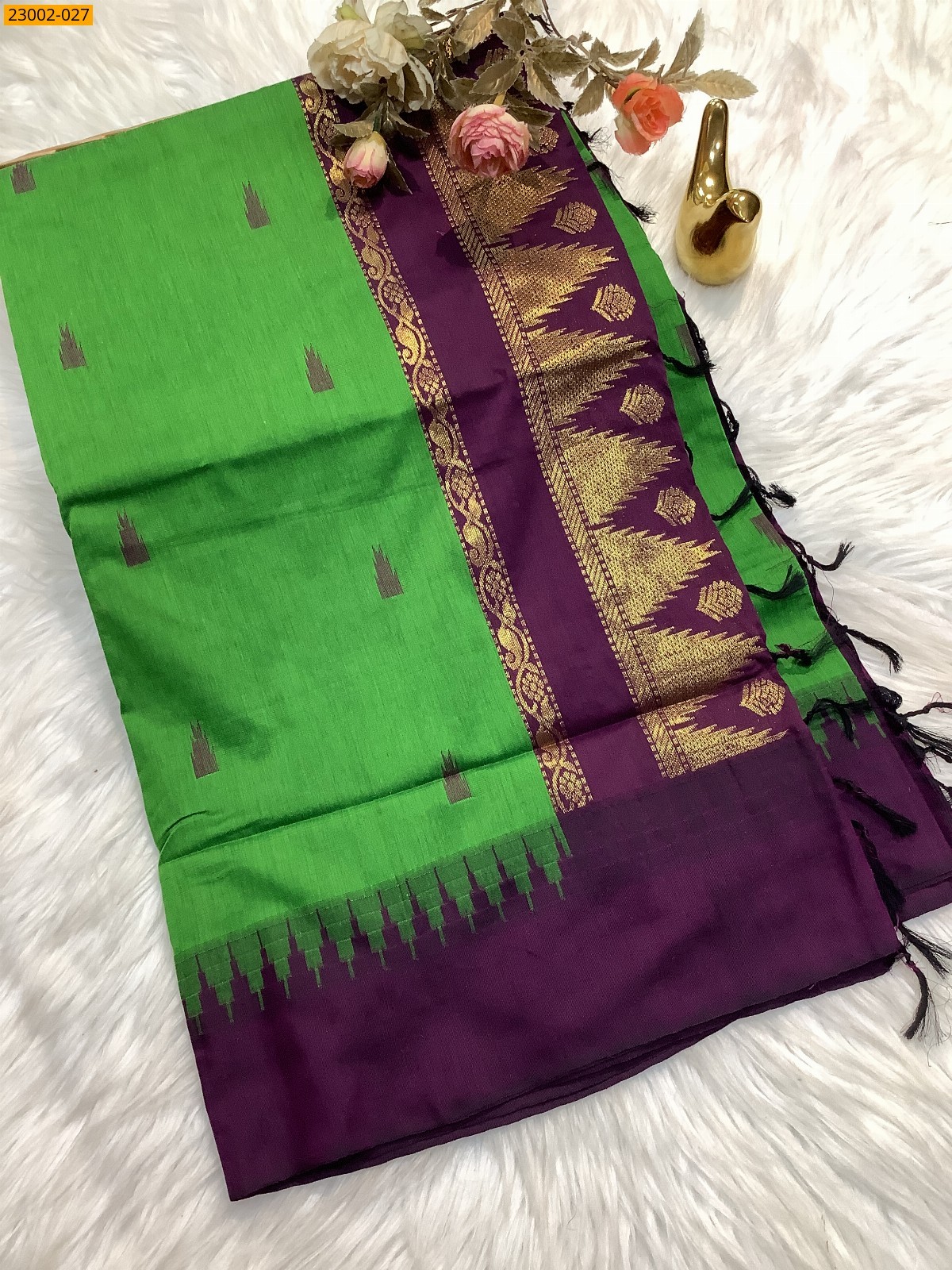 Green Kalyani cotton sarees