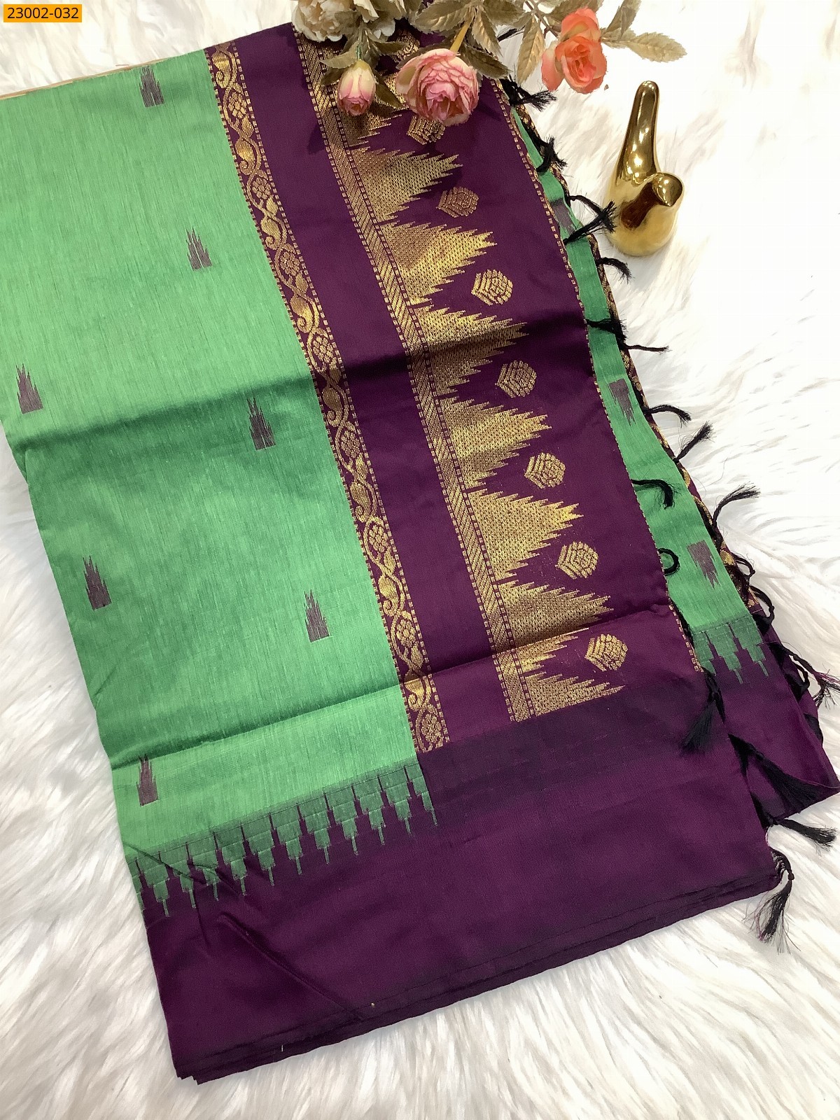 Green Kalyani cotton sarees