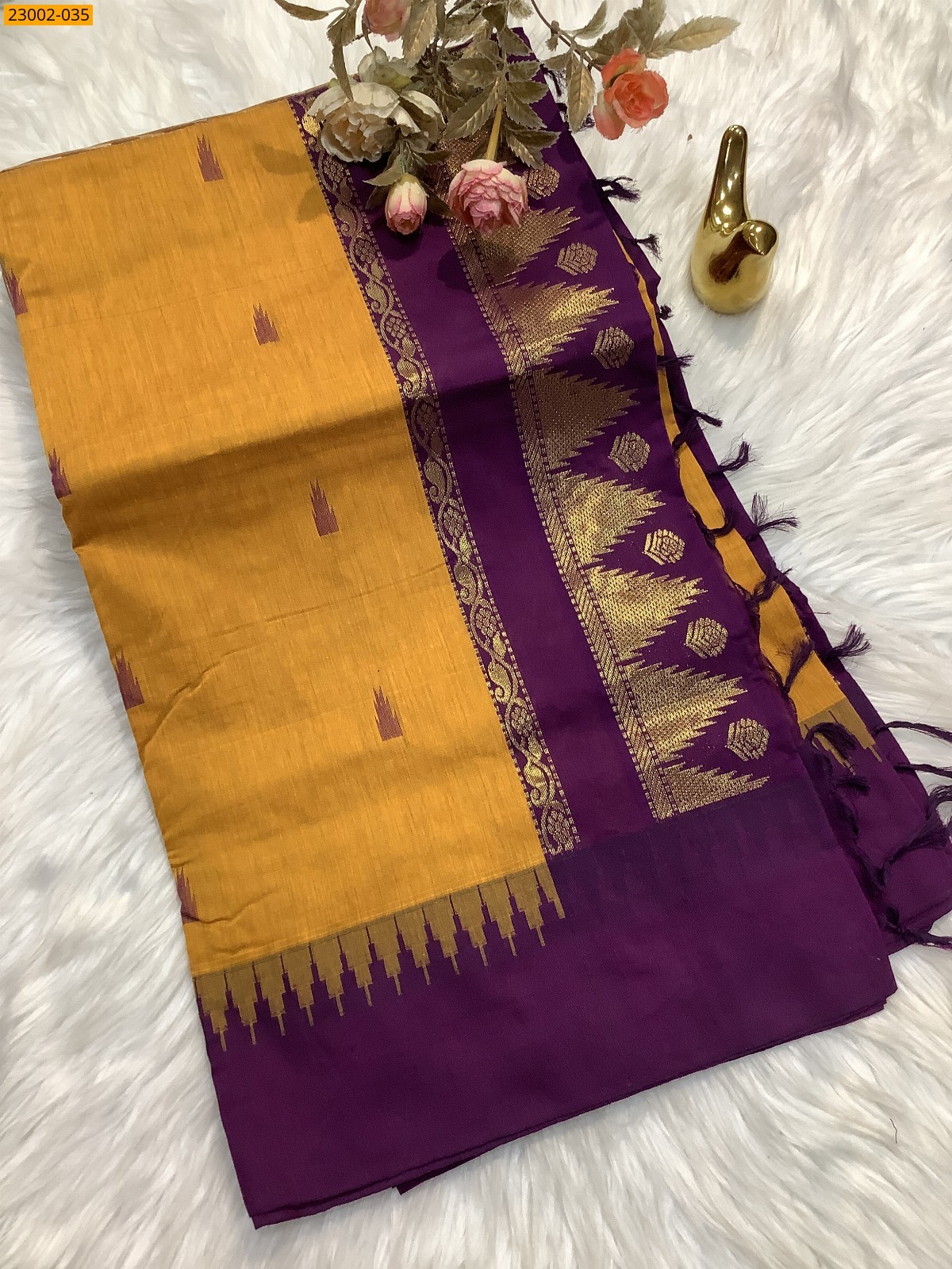 Yellow Kalyani cotton sarees