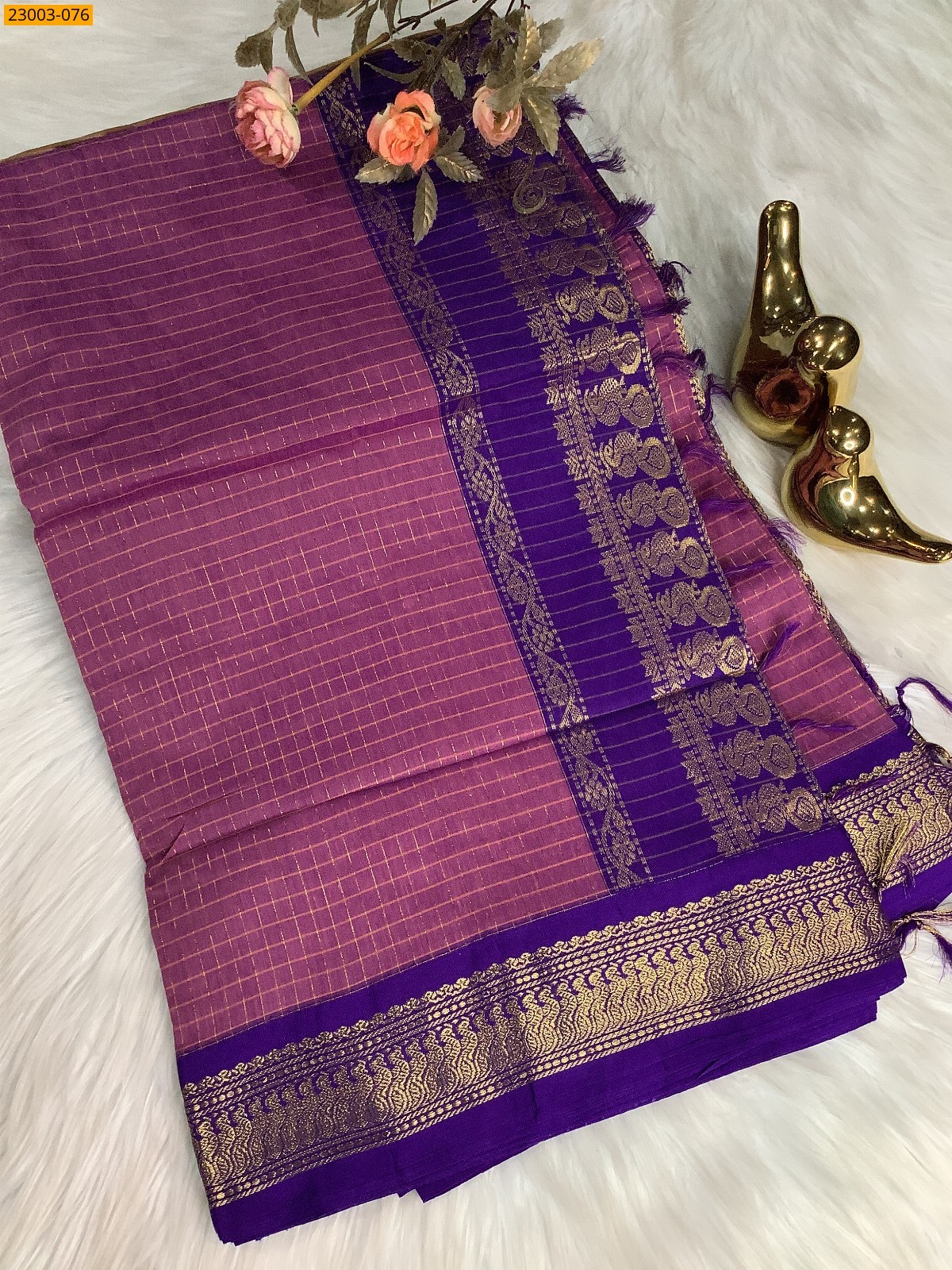 Rose Kalyani Cotton checked Sarees