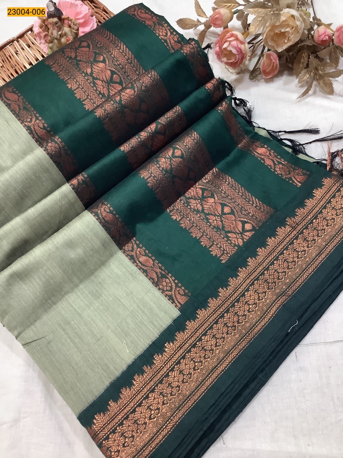 Gray Plain Kalyani Cotton Saree