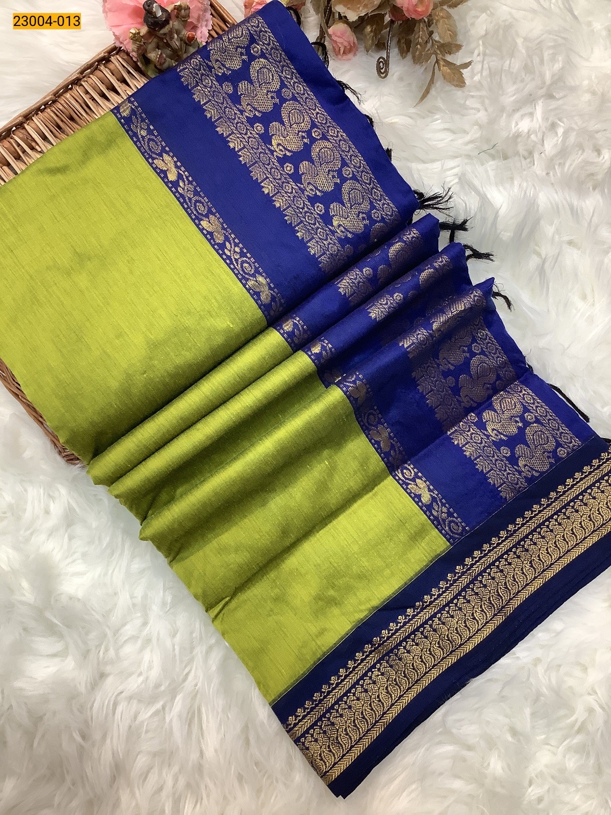  Light Green Plain Kalyani Cotton Saree