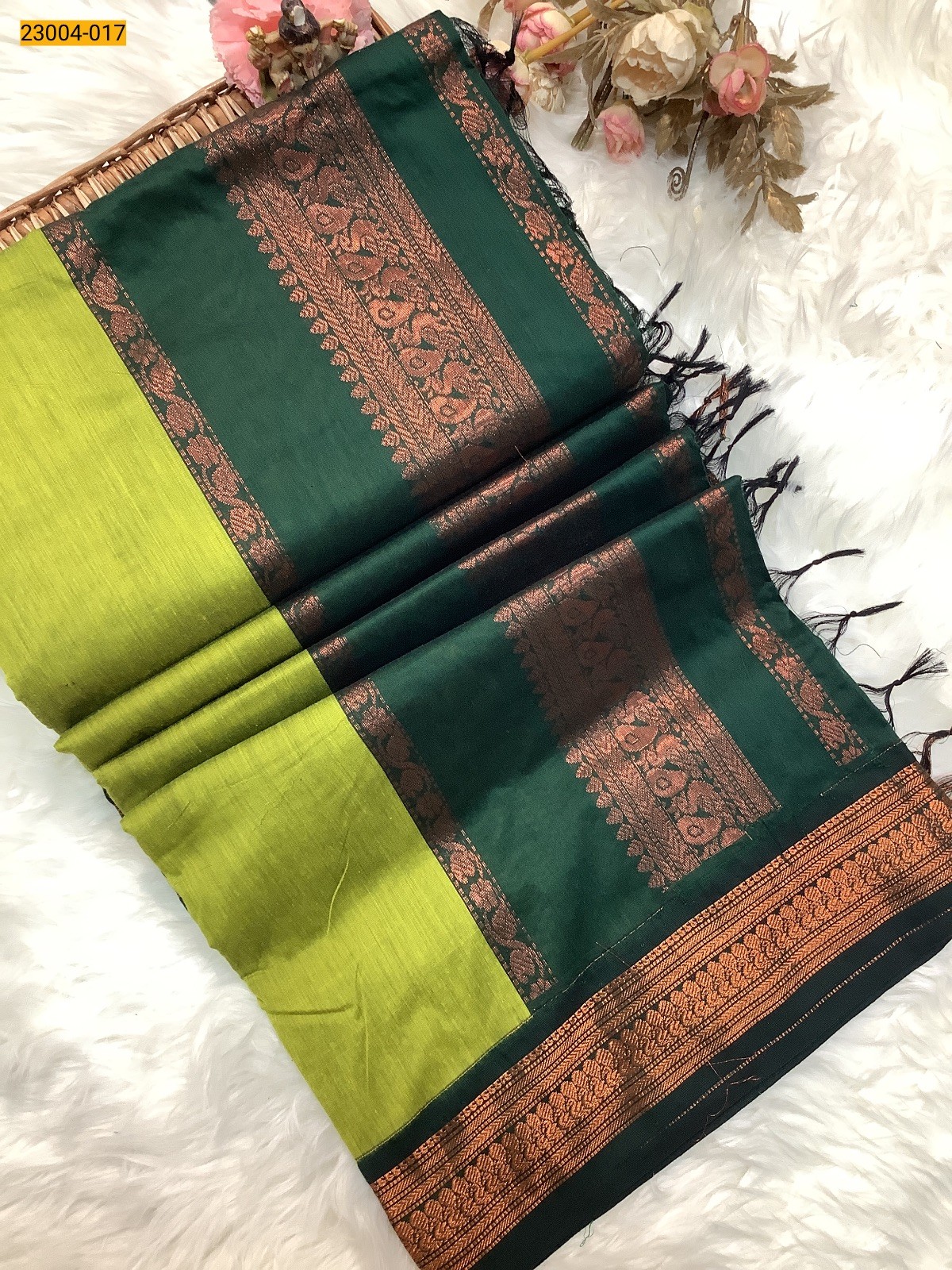 Green Plain Kalyani Cotton Saree