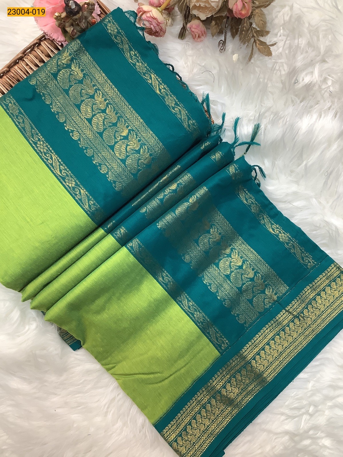 Light Green Plain Kalyani Cotton Saree