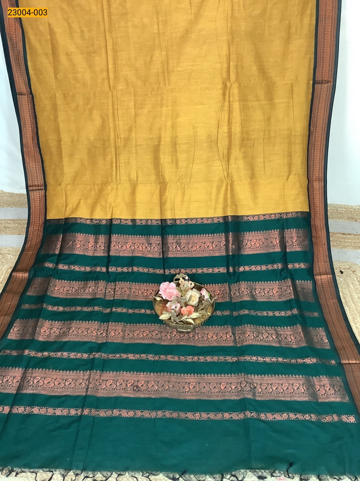 Yellow Plain Kalyani Cotton Saree