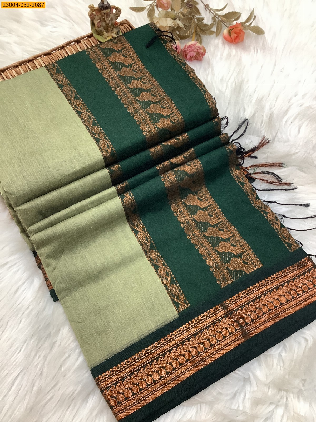 Olive Green Kalyani Cotton Sarees