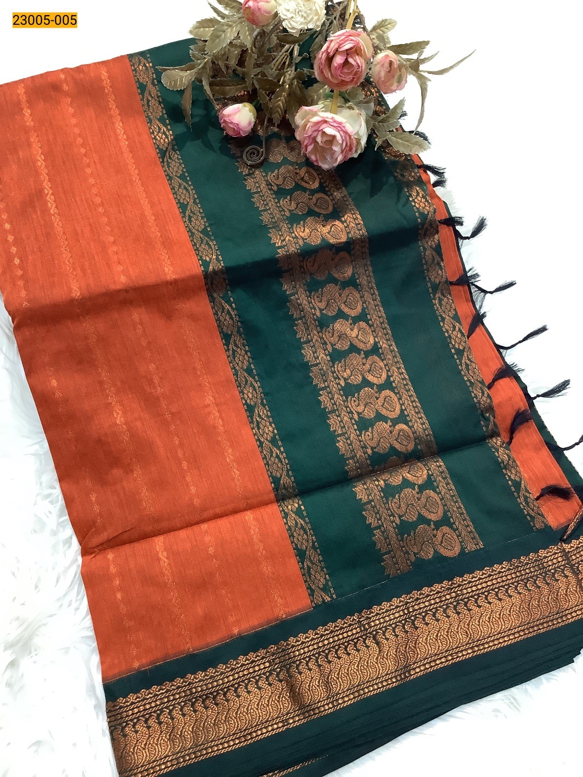 Orange Kalyani Cotton Sarees