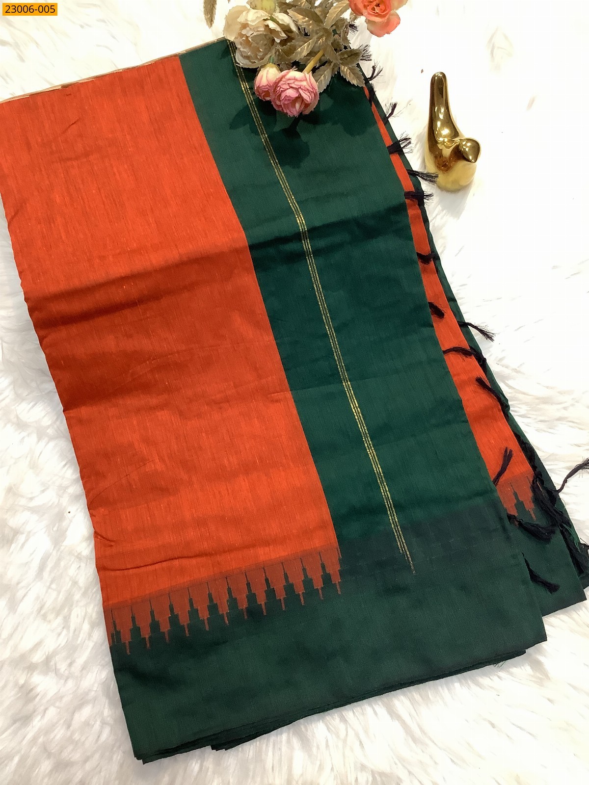 Orange Kalyani Cotton Sarees