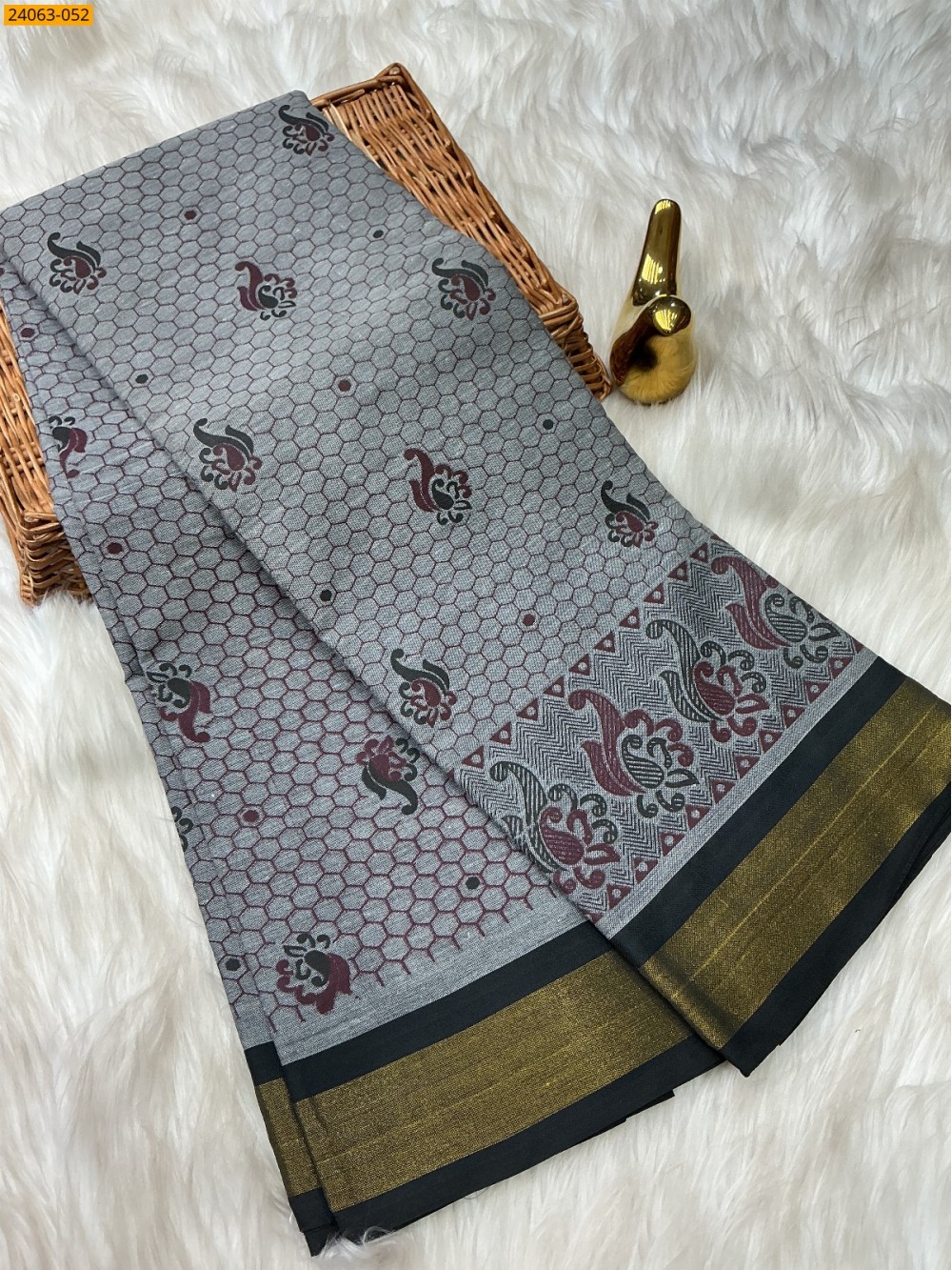 Tirupur Dyed Printed Cotton Saree