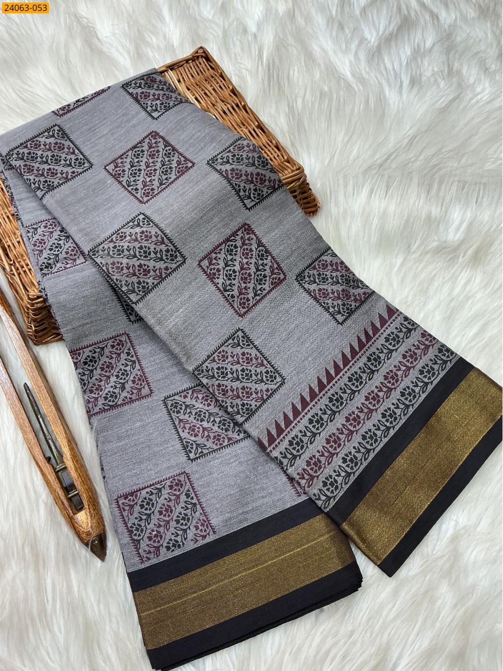 Tirupur Dyed Printed Cotton Saree