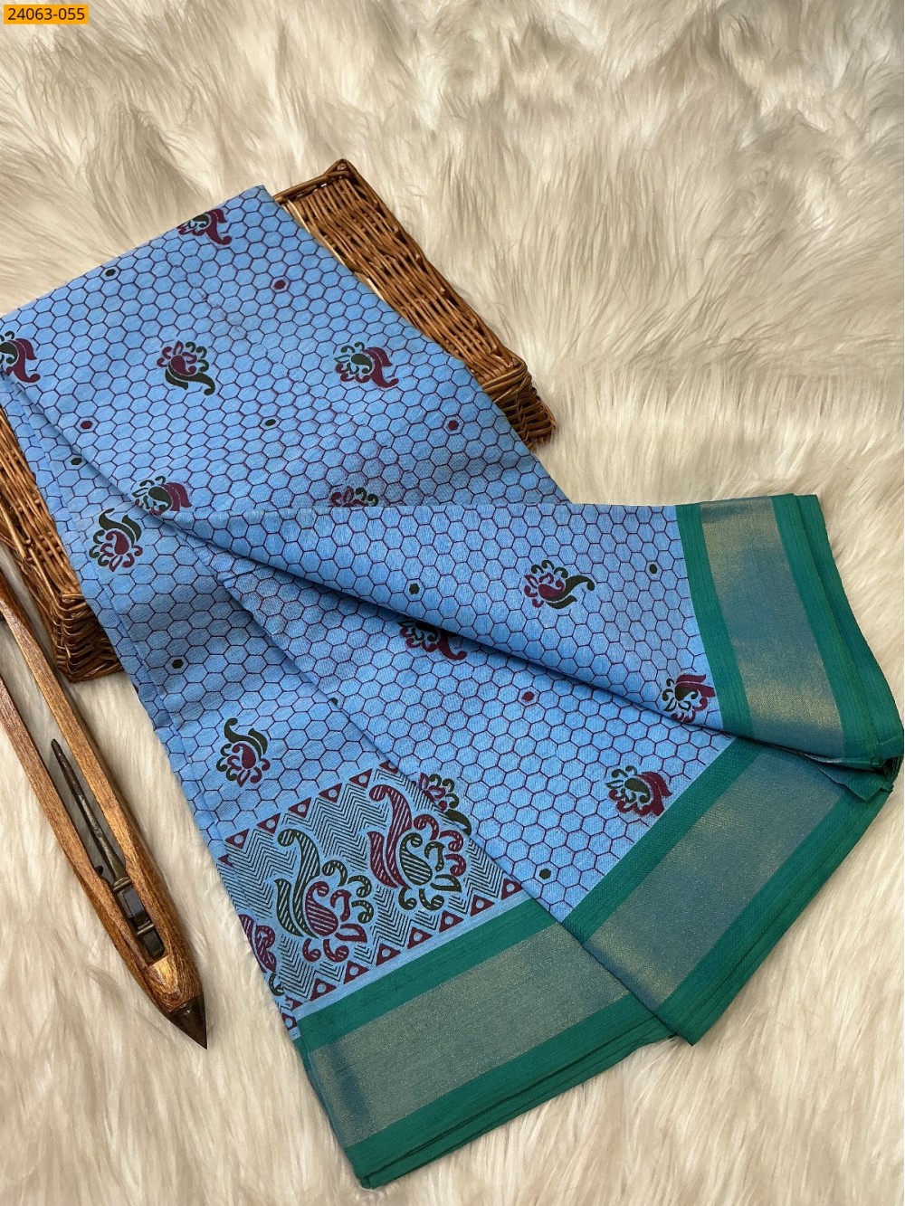 Tirupur Dyed Printed Cotton Saree