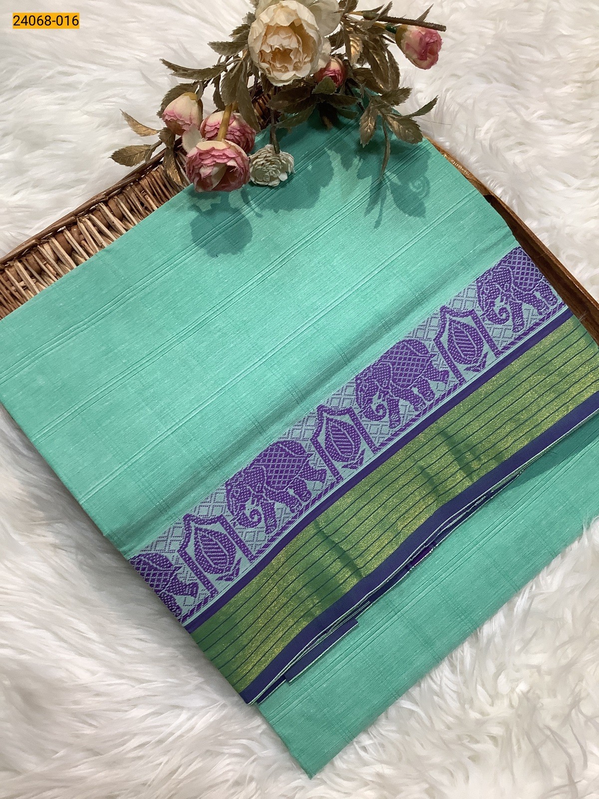 Green Fancy Blended Cotton Saree