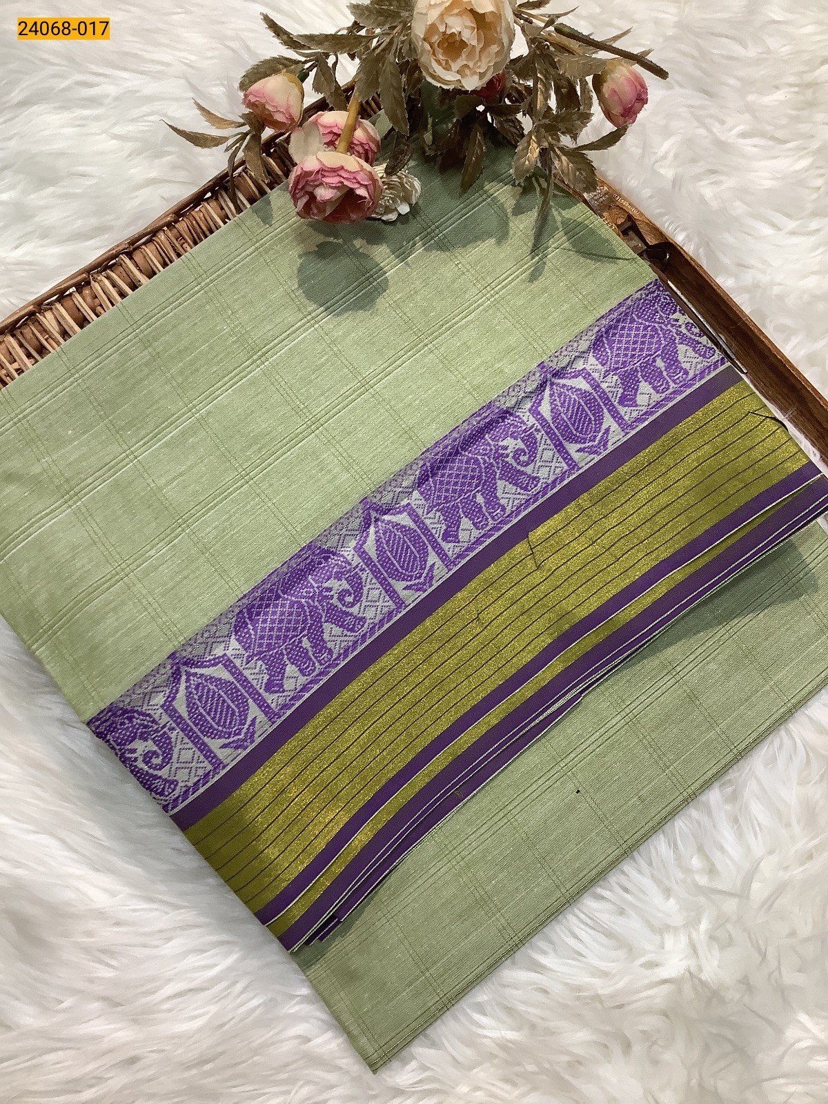 Green Fancy Blended Cotton Saree