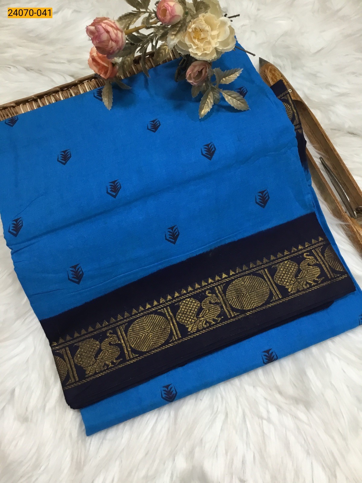 Blue Sungudi Pure Cotton Saree