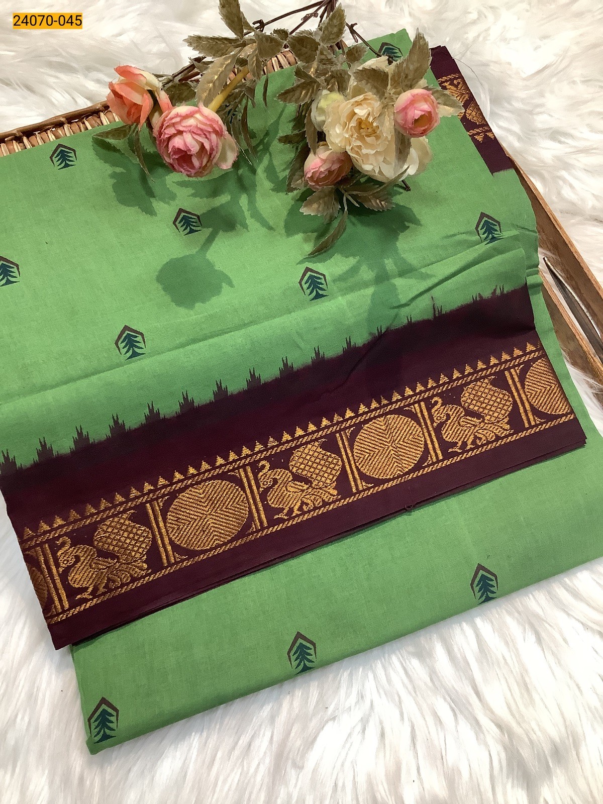 Green Sungudi Pure Cotton Saree