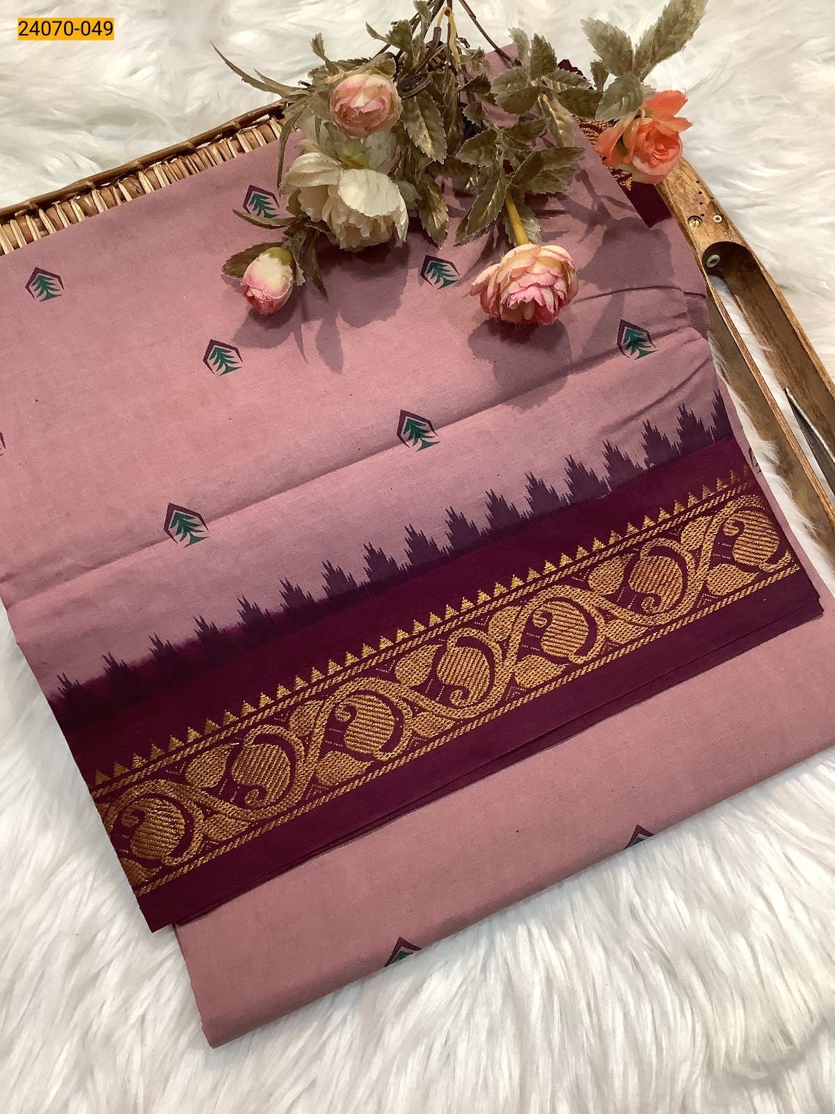 Pink Sungudi Pure Cotton Saree