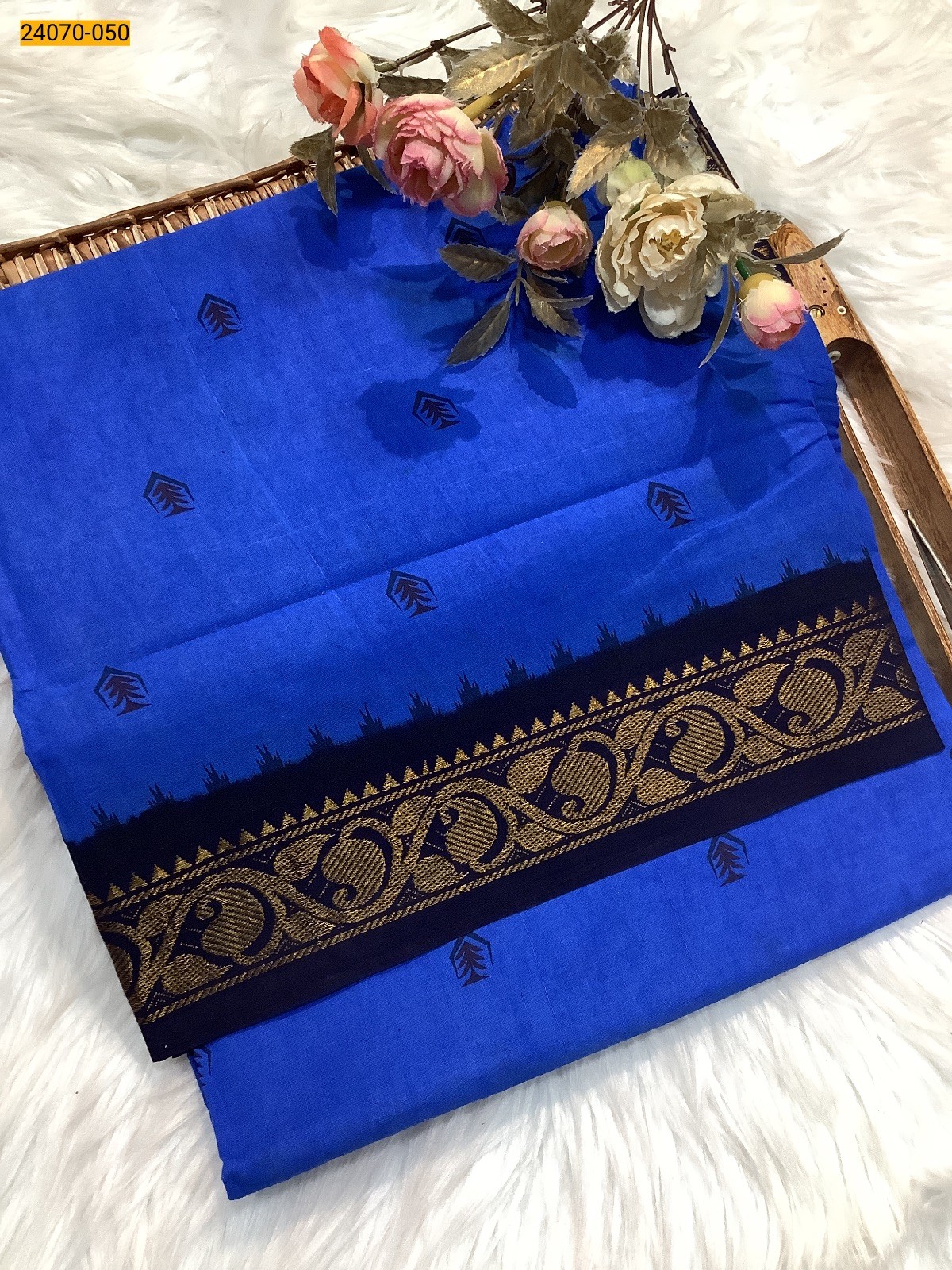 Sky Blue Sungudi Pure Cotton Saree