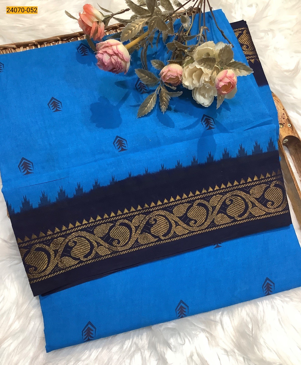 Blue Sungudi Pure Cotton Saree