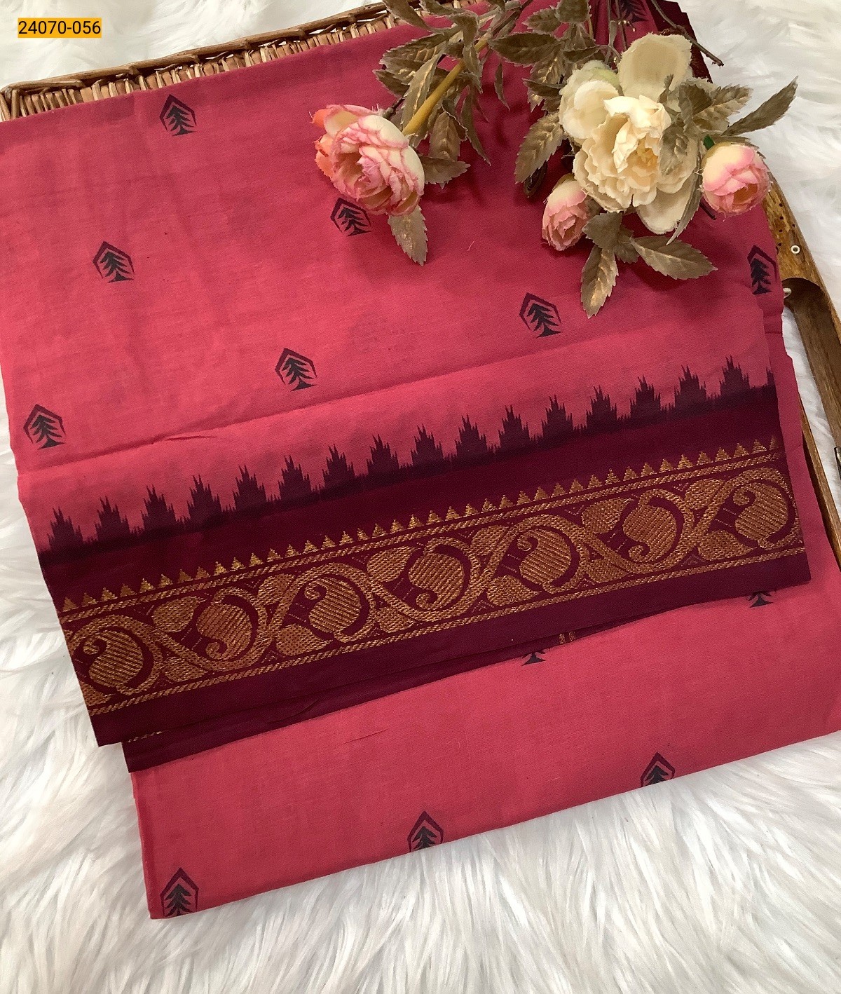 Light Pink Sungudi Pure Cotton Saree
