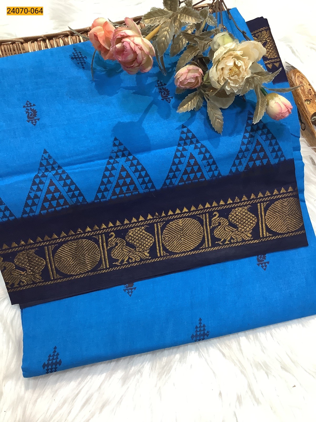 Blue Sungudi Pure Cotton Saree