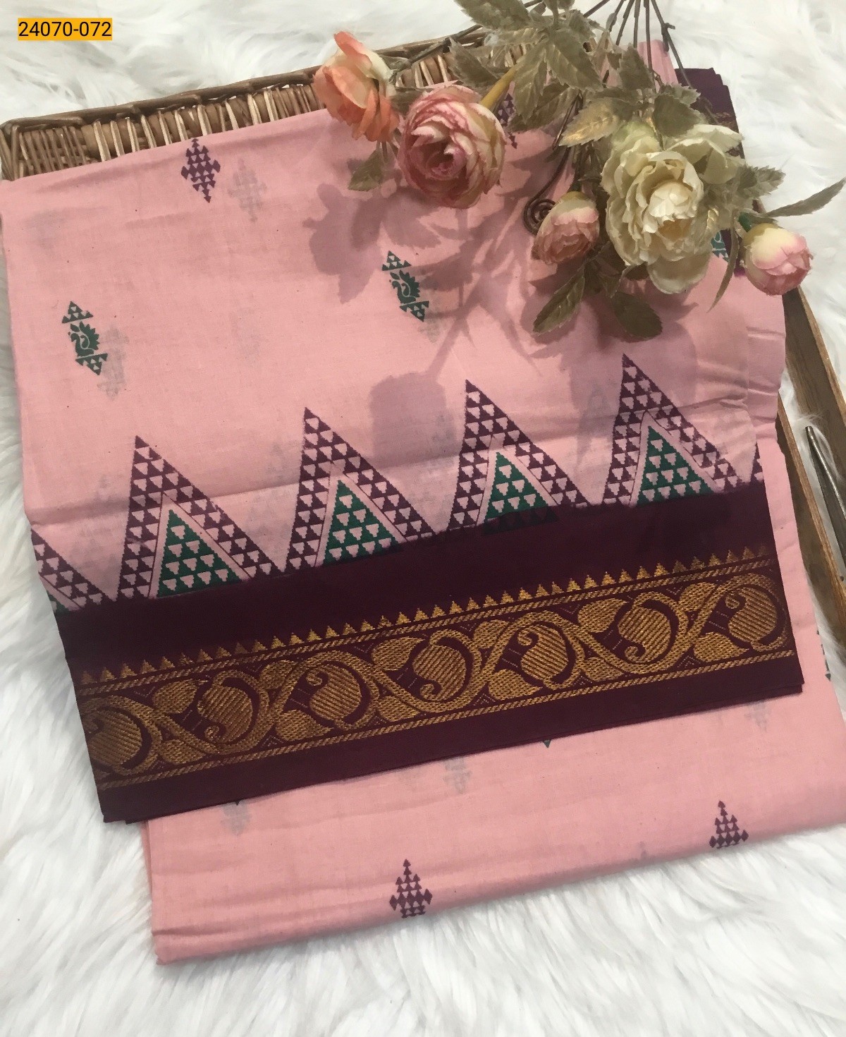 Pink Sungudi Pure Cotton Saree