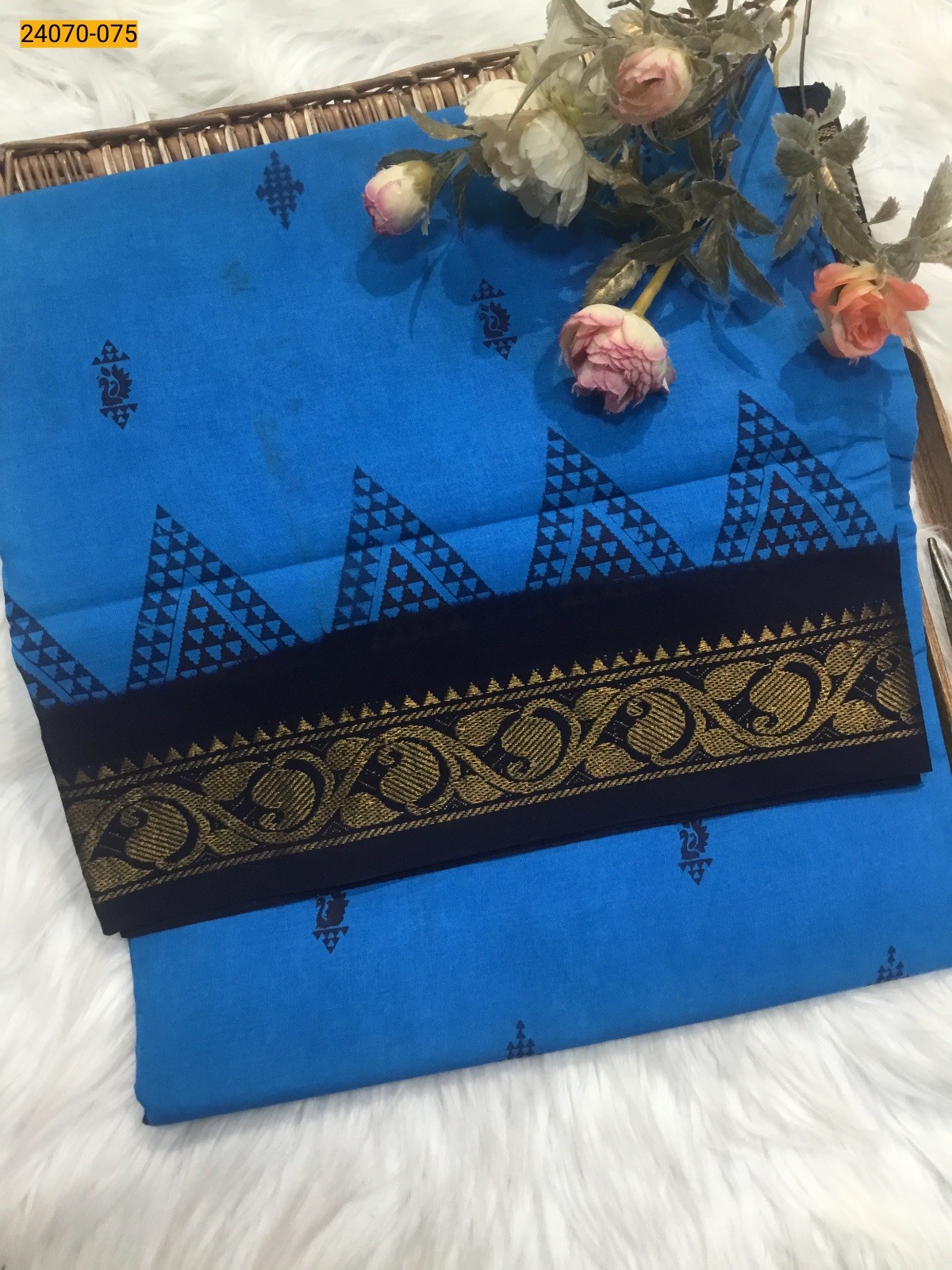 Blue Sungudi Pure Cotton Saree