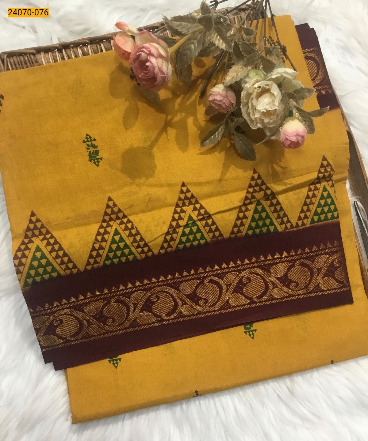 Yellow Sungudi Pure Cotton Saree
