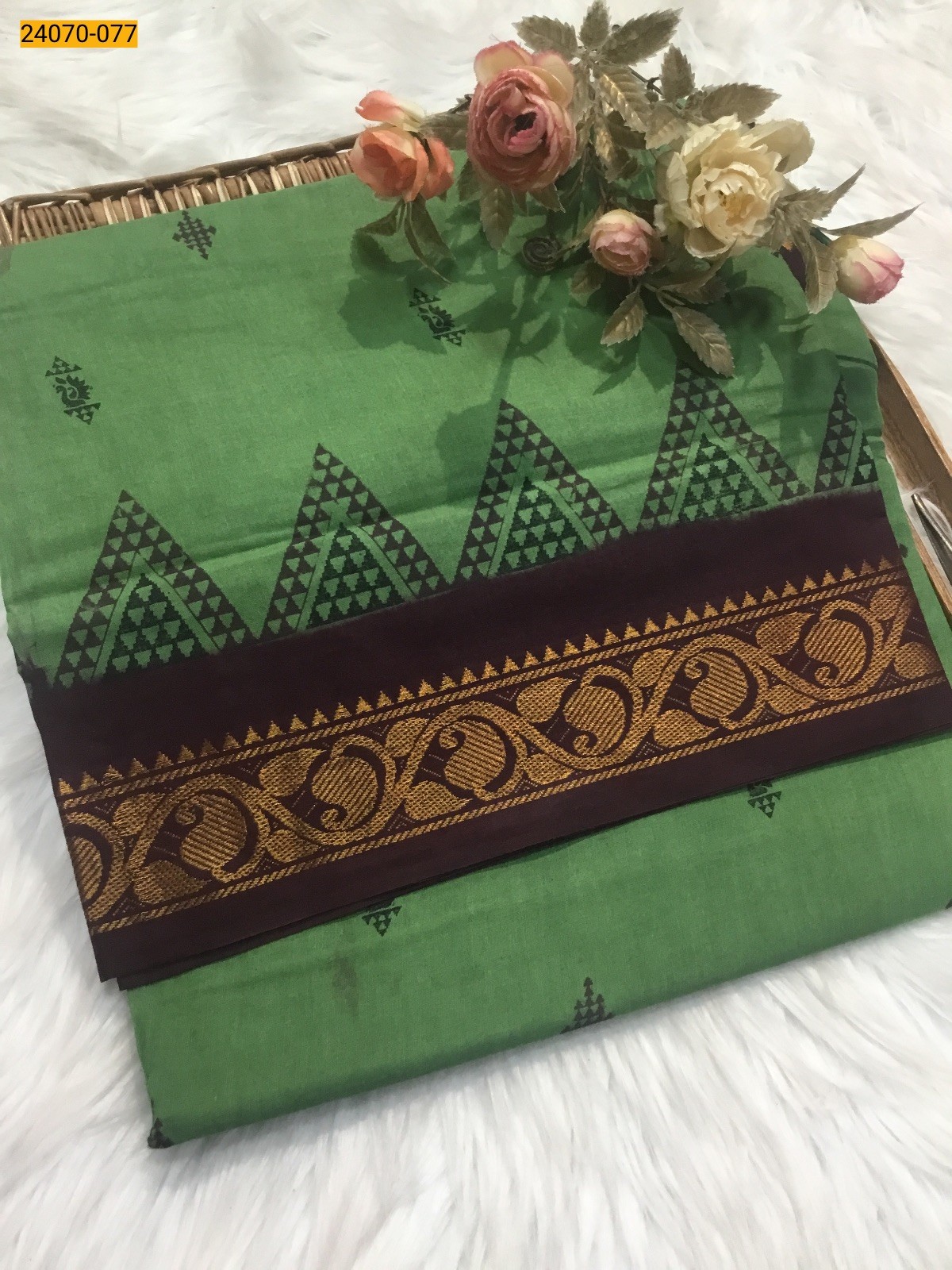 Green Sungudi Pure Cotton Saree