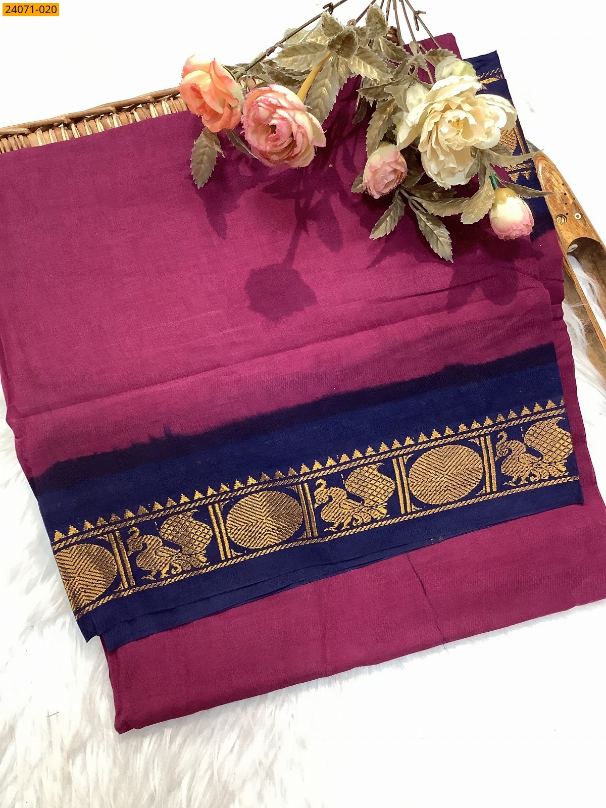Purple Plain Sungudi Cotton Saree