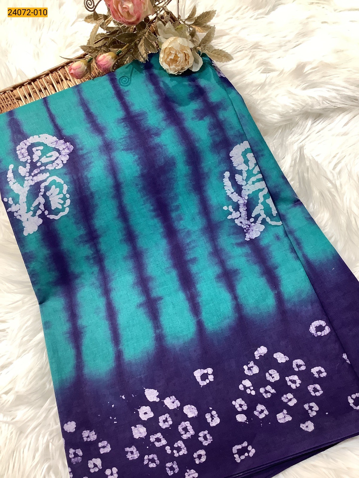 Blue Batik Soft Cotton Saree