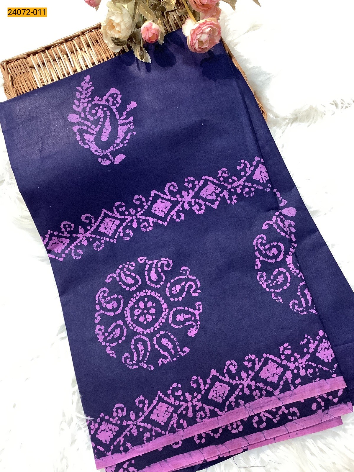 Blue Batik Soft Cotton Saree