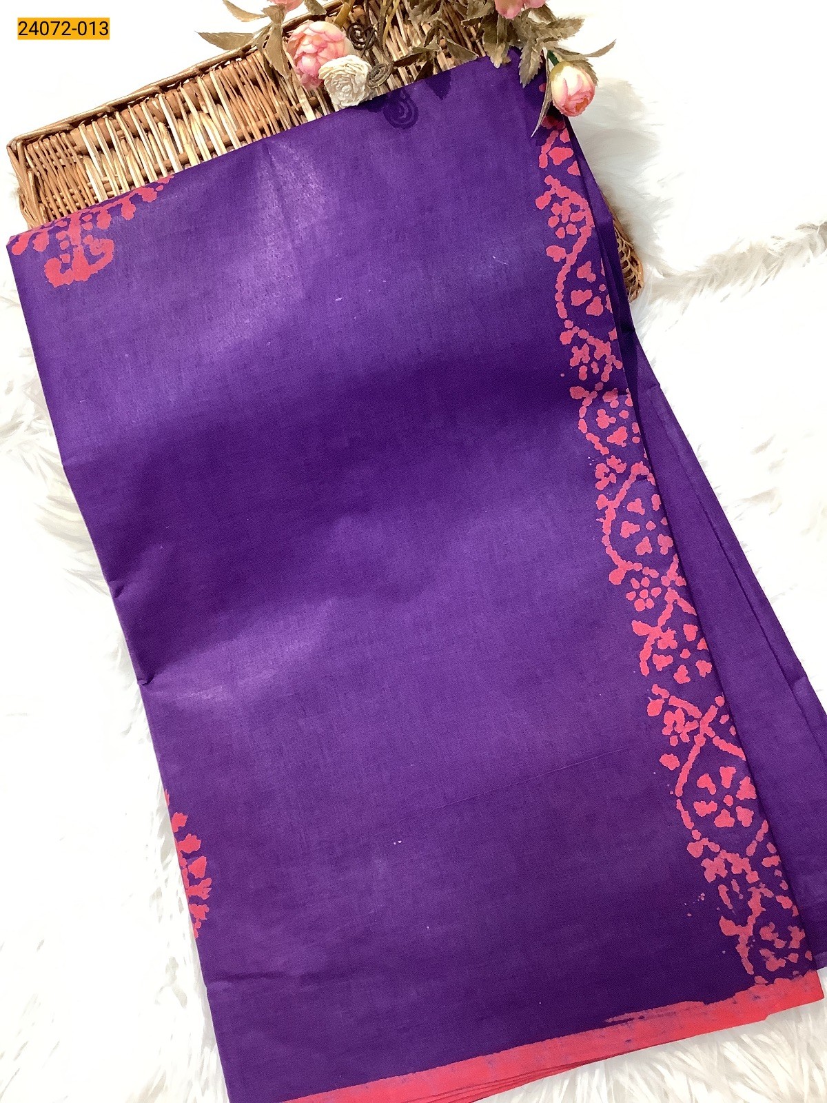 Violet Batik Soft Cotton Saree