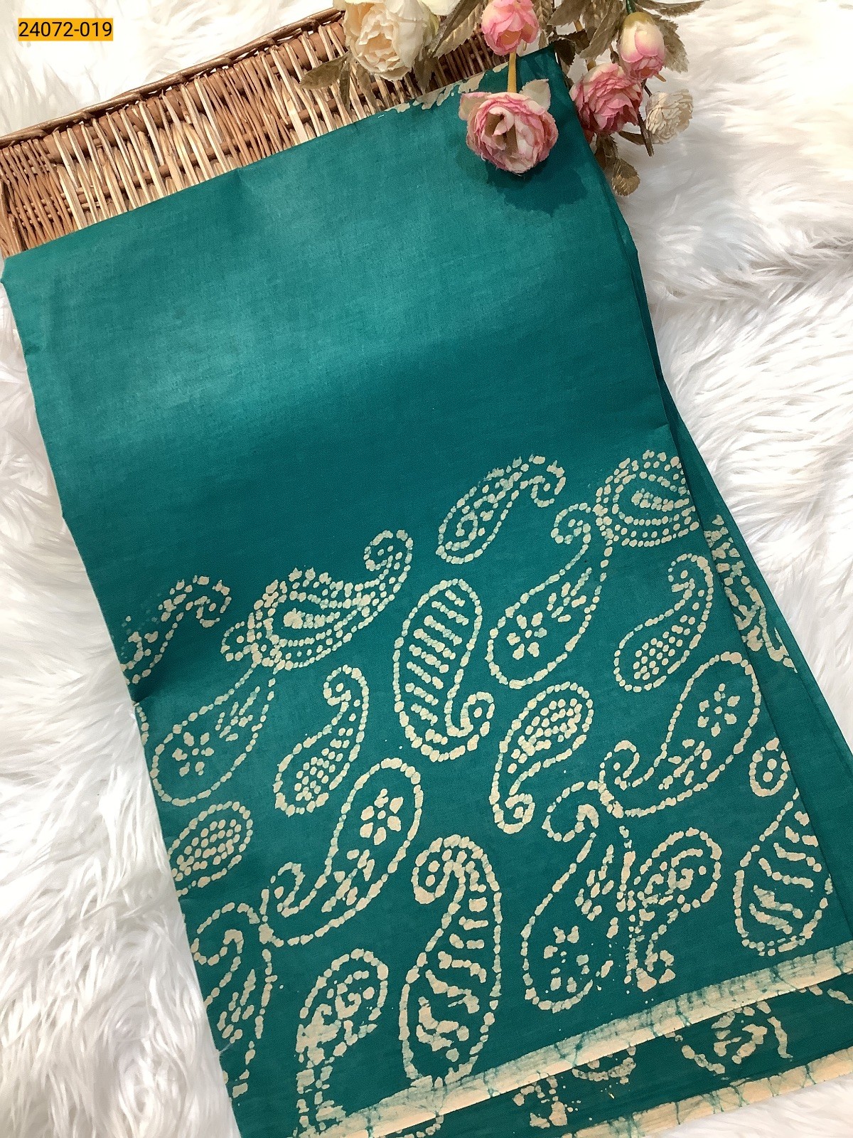 Green Batik Soft Cotton Saree