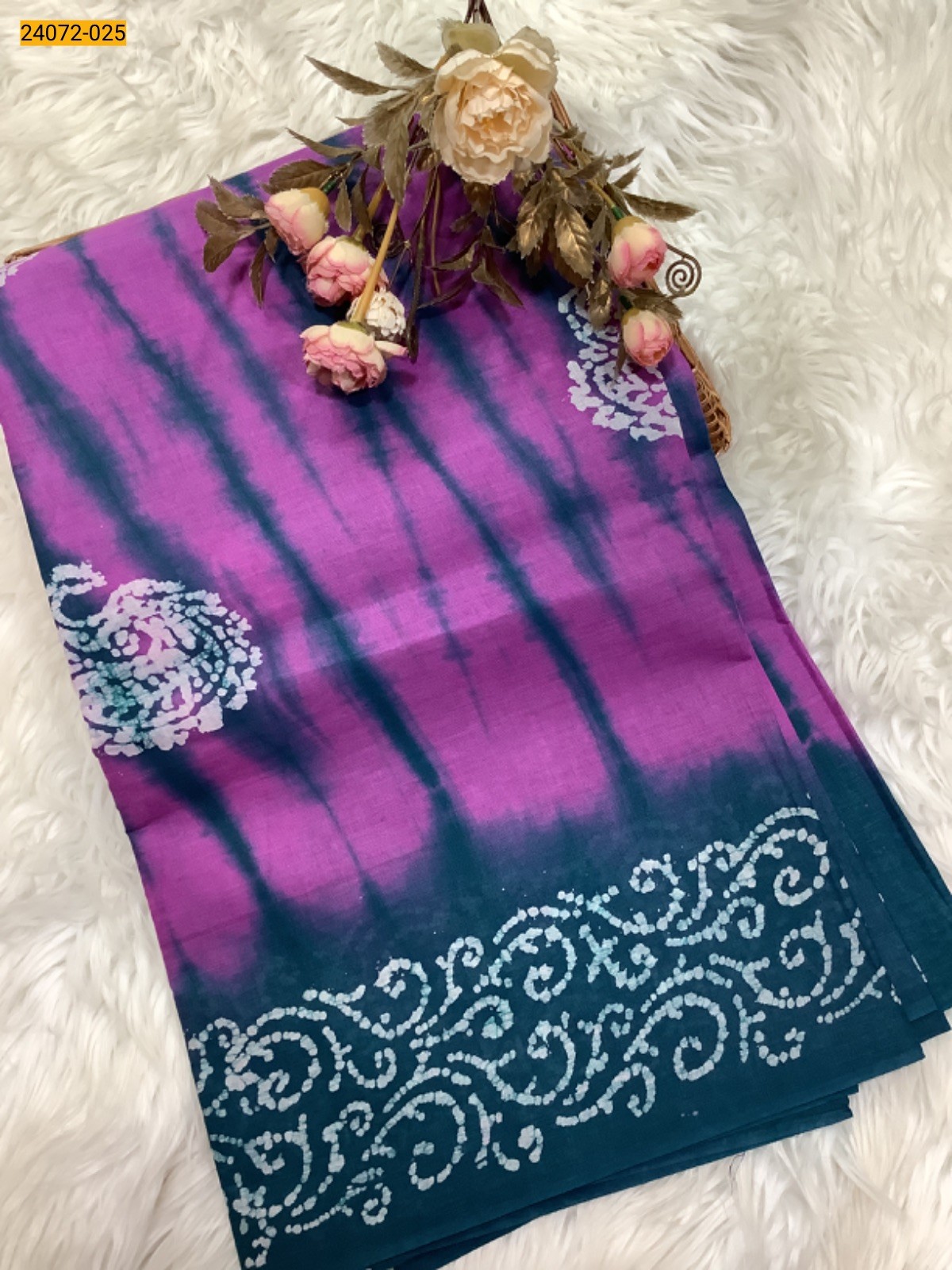 Pink Batik Soft Cotton Saree