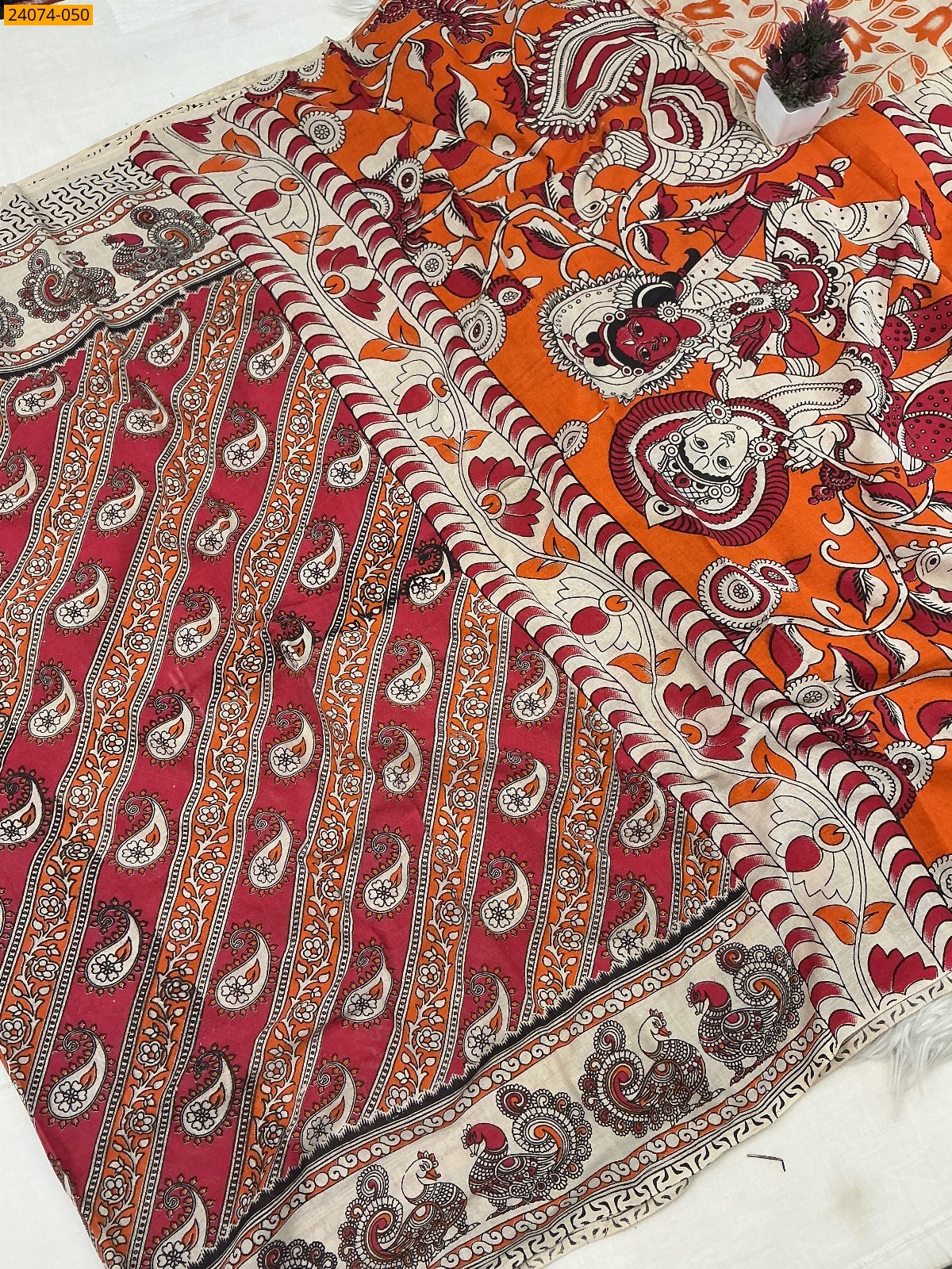 Multi Color Kalamkari Printed Cotton Saree