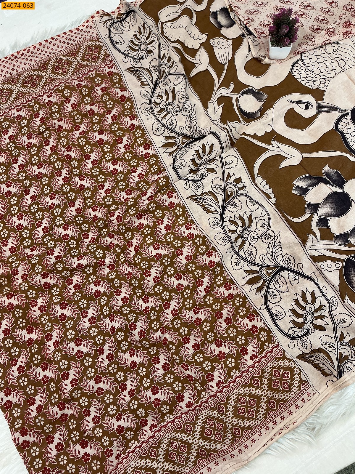 Multi Color Kalamkari Printed Cotton Saree