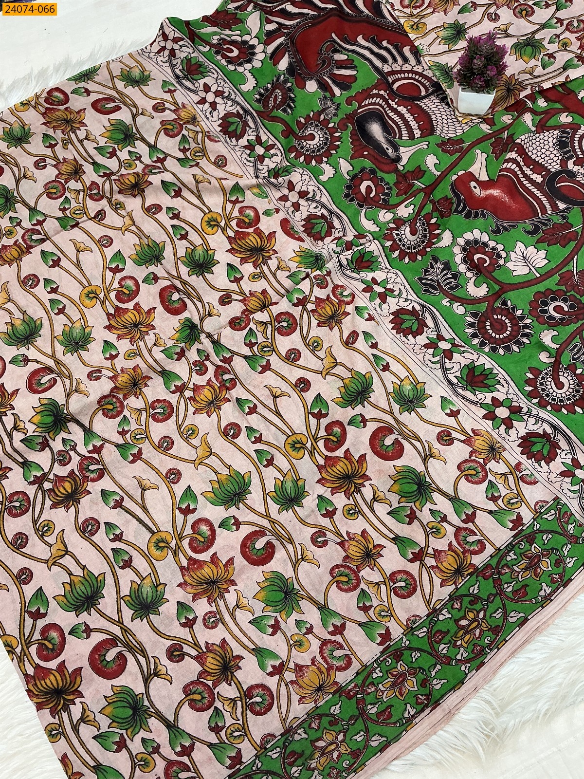 Multi Color Kalamkari Printed Cotton Saree