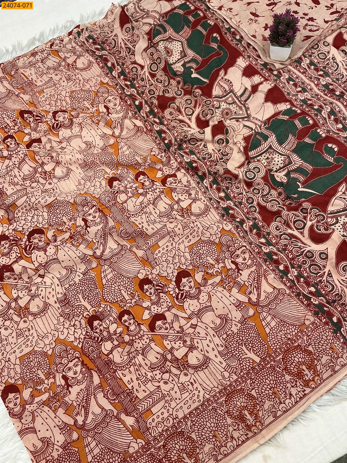 Multi Color Kalamkari Printed Cotton Saree
