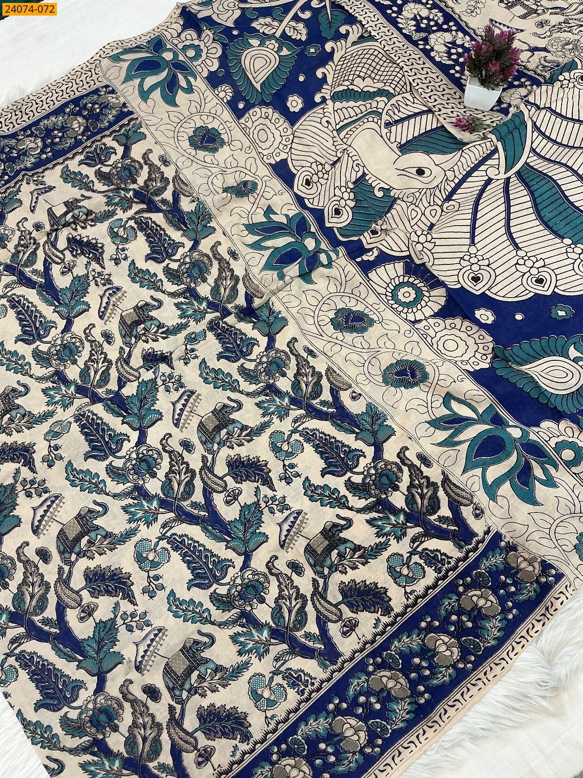 Multi Color Kalamkari Printed Cotton Saree