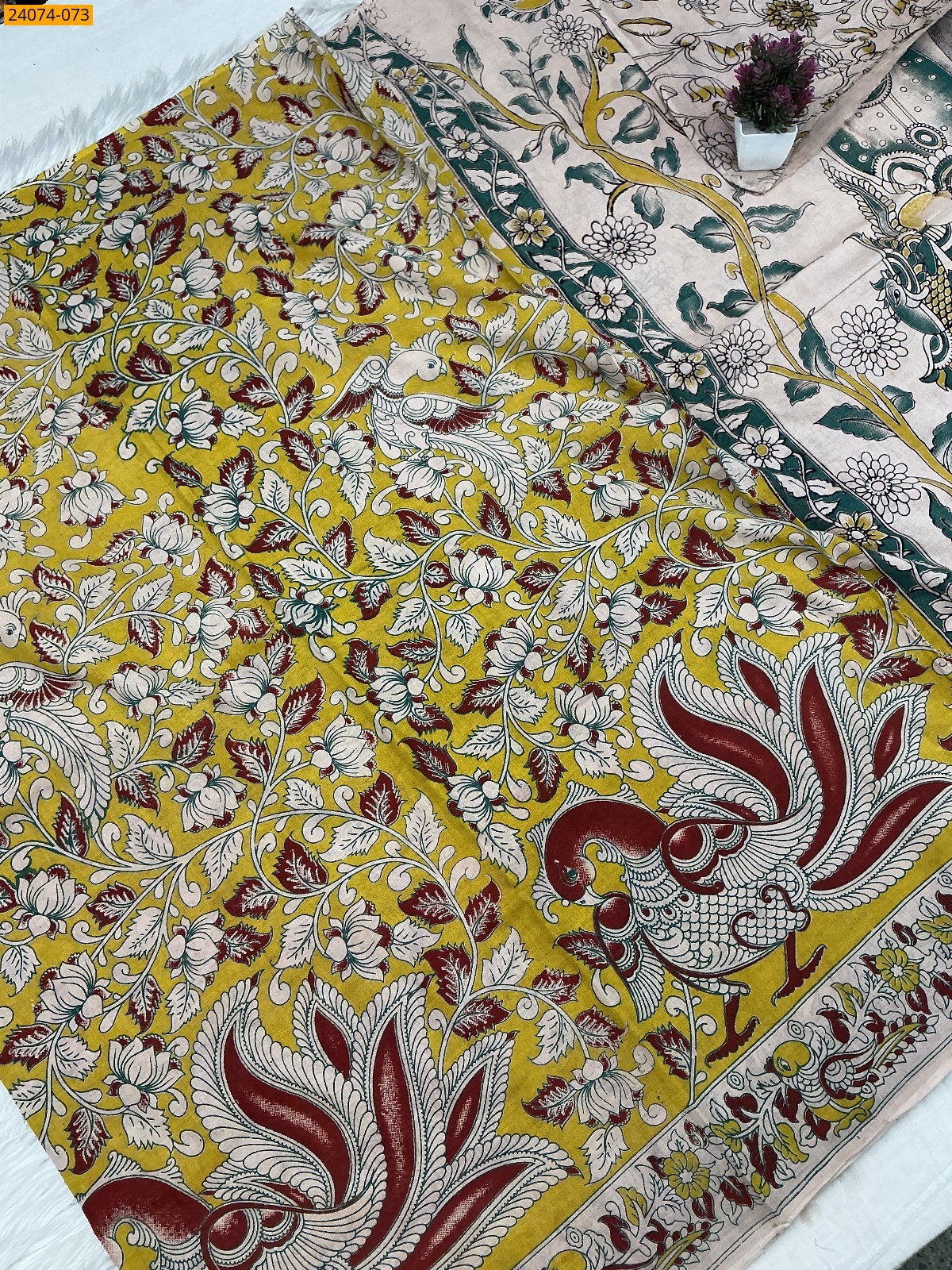 Multi Color Kalamkari Printed Cotton Saree