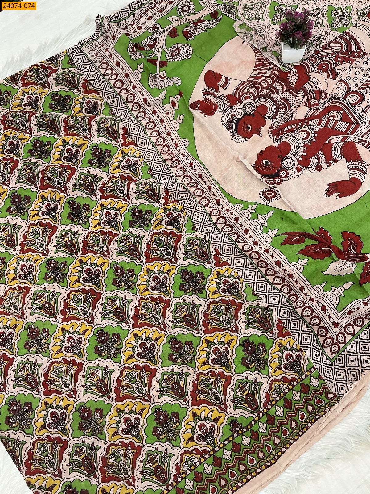 Multi Color Kalamkari Printed Cotton Saree