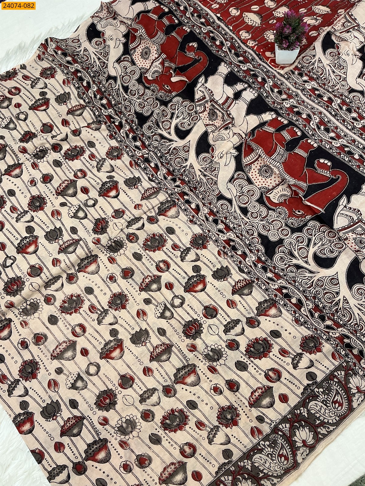 Multi Color Kalamkari Printed Cotton Saree