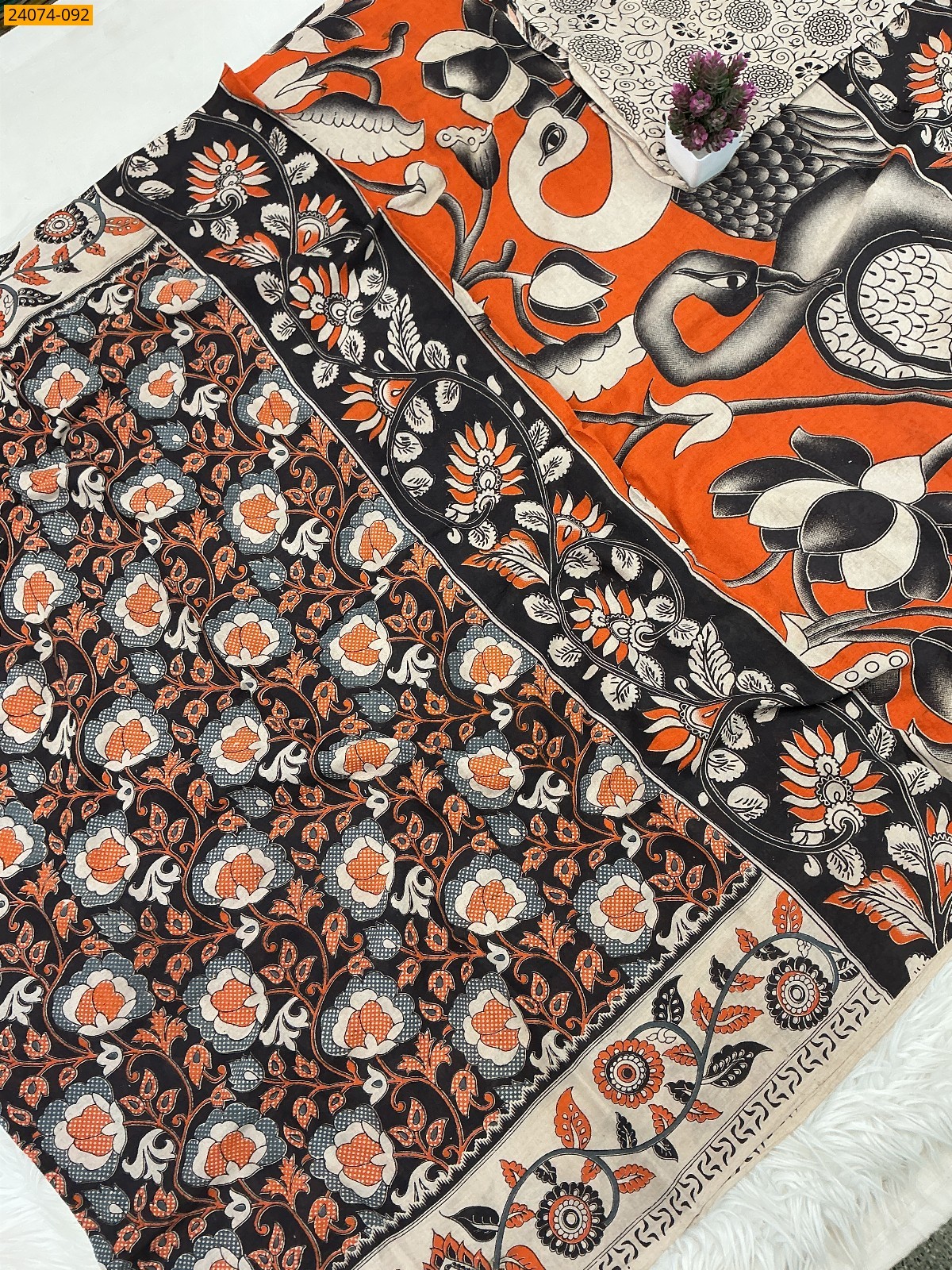 Multi Color Kalamkari Printed Cotton Saree