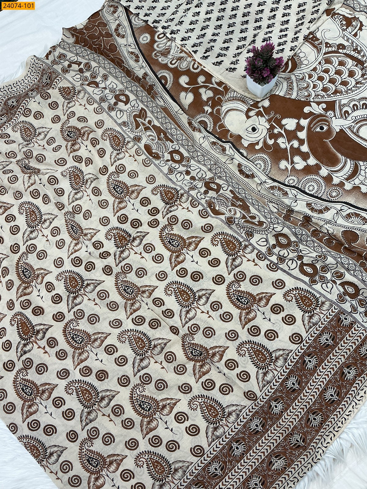 Multi Color Kalamkari Printed Cotton Saree