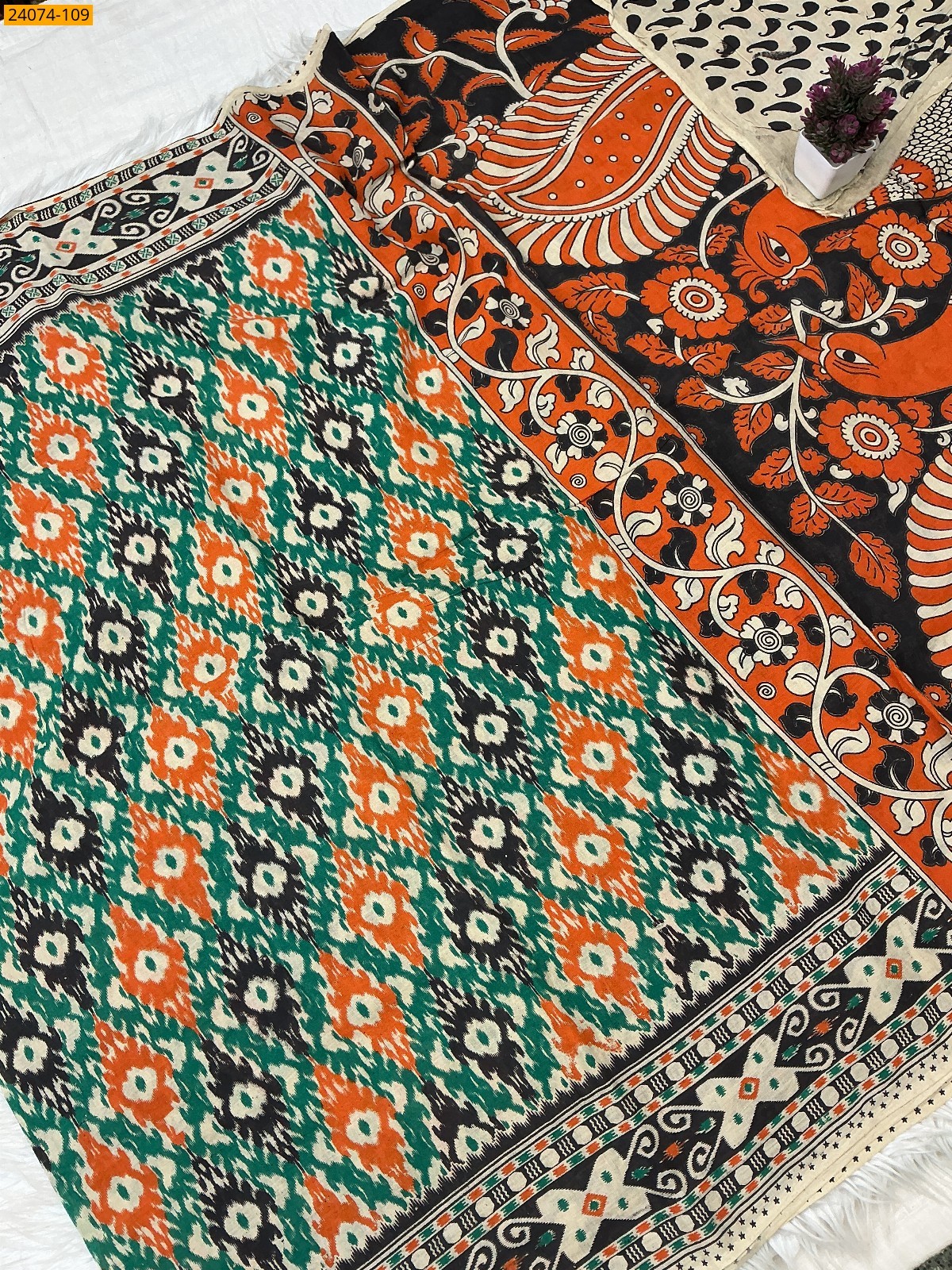 Multi Color Kalamkari Printed Cotton Saree