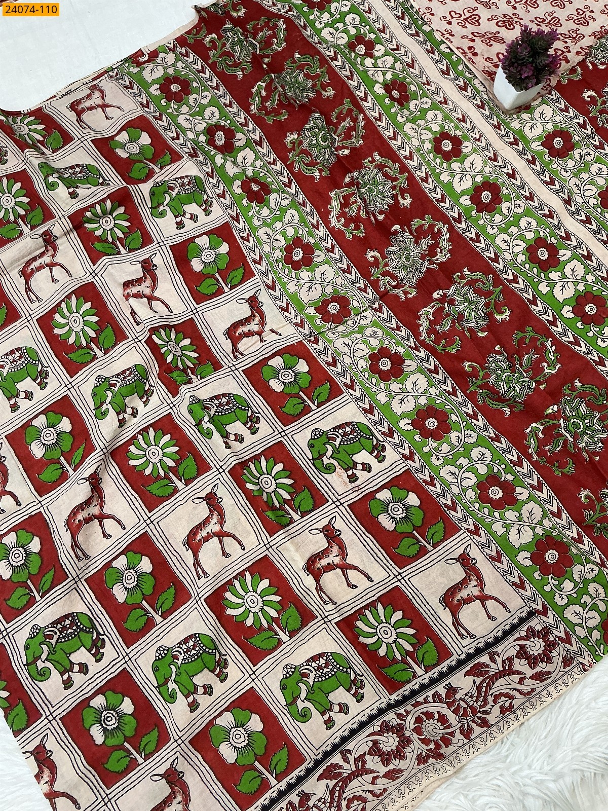 Multi Color Kalamkari Printed Cotton Saree
