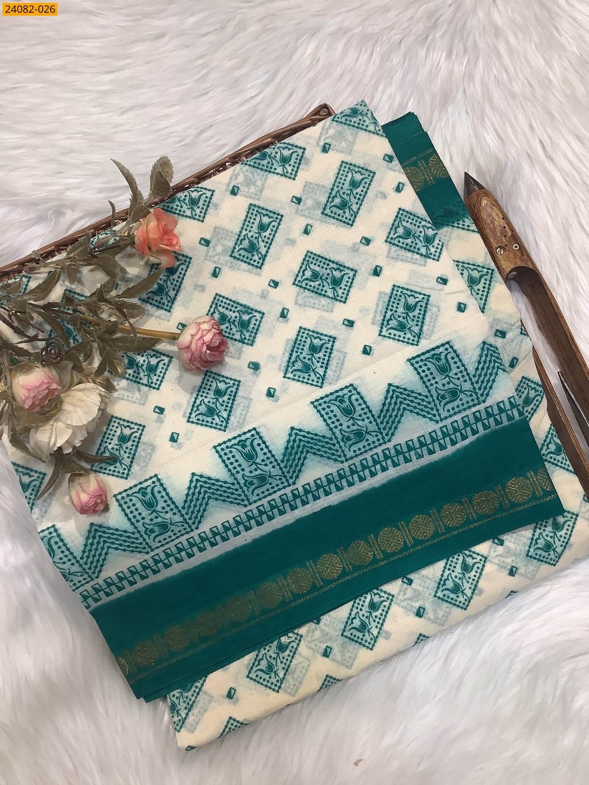 Sungudi Cotton printed saree 