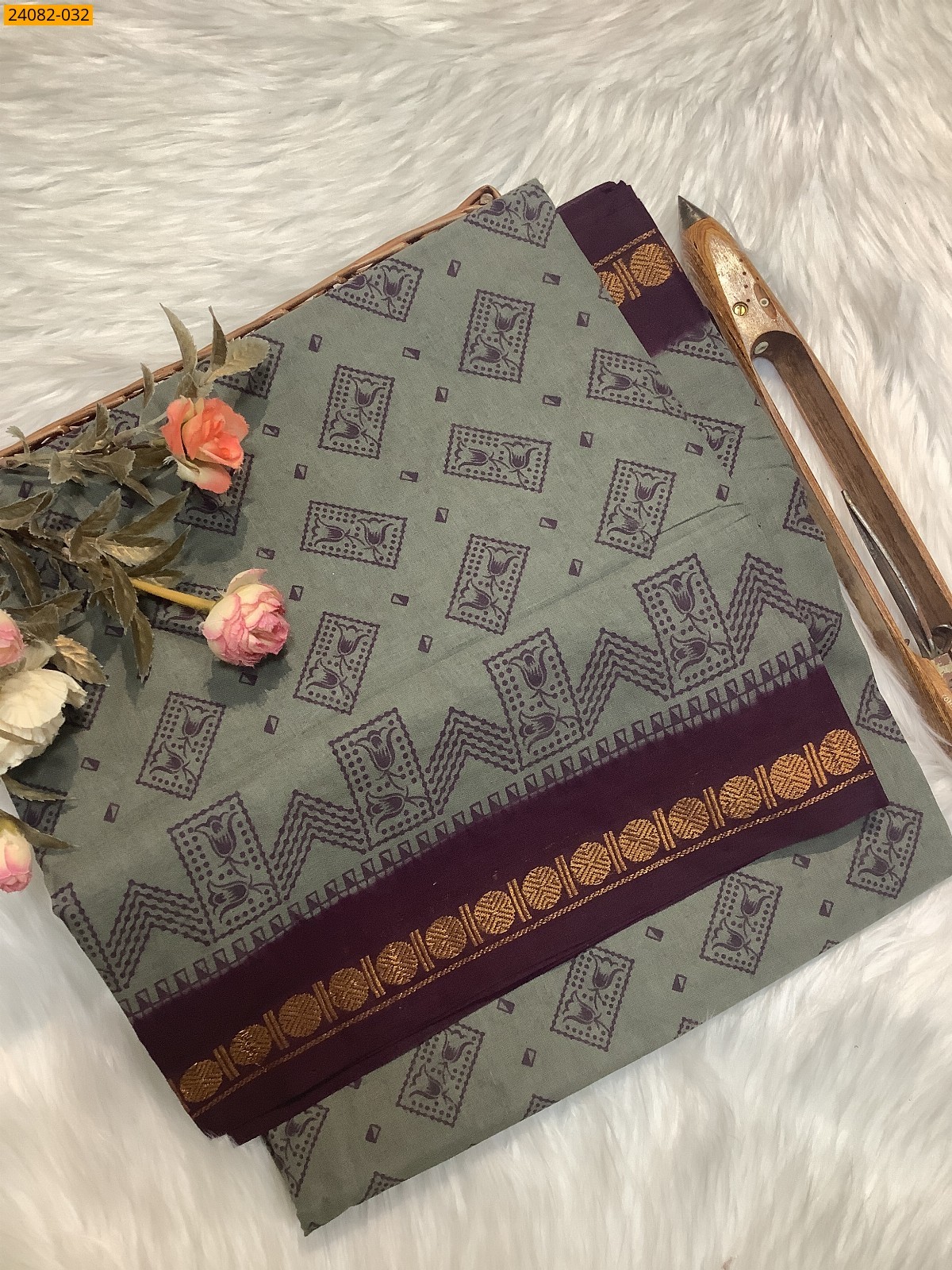 Sungudi Cotton printed saree 
