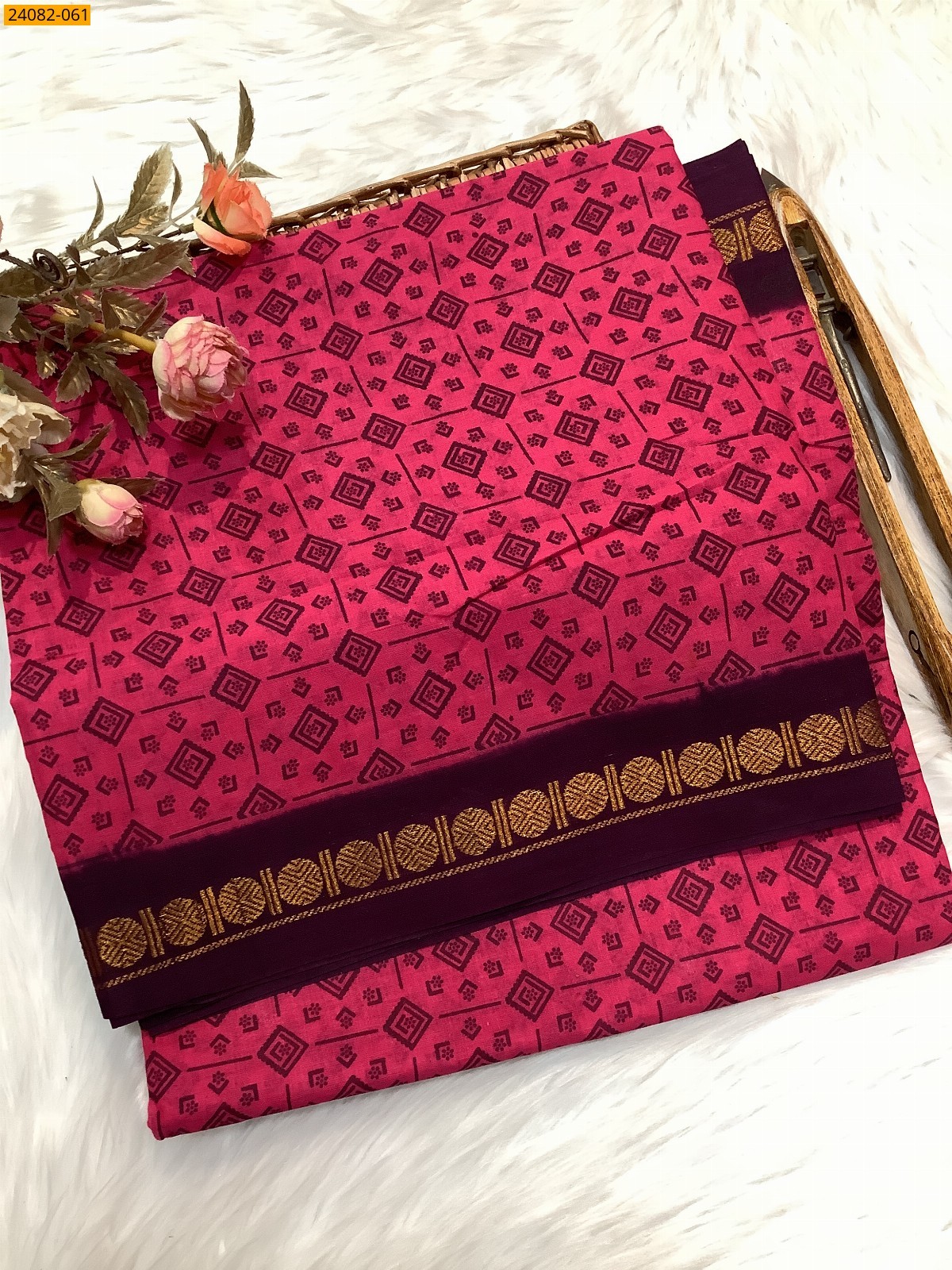 Sungudi Cotton printed saree 