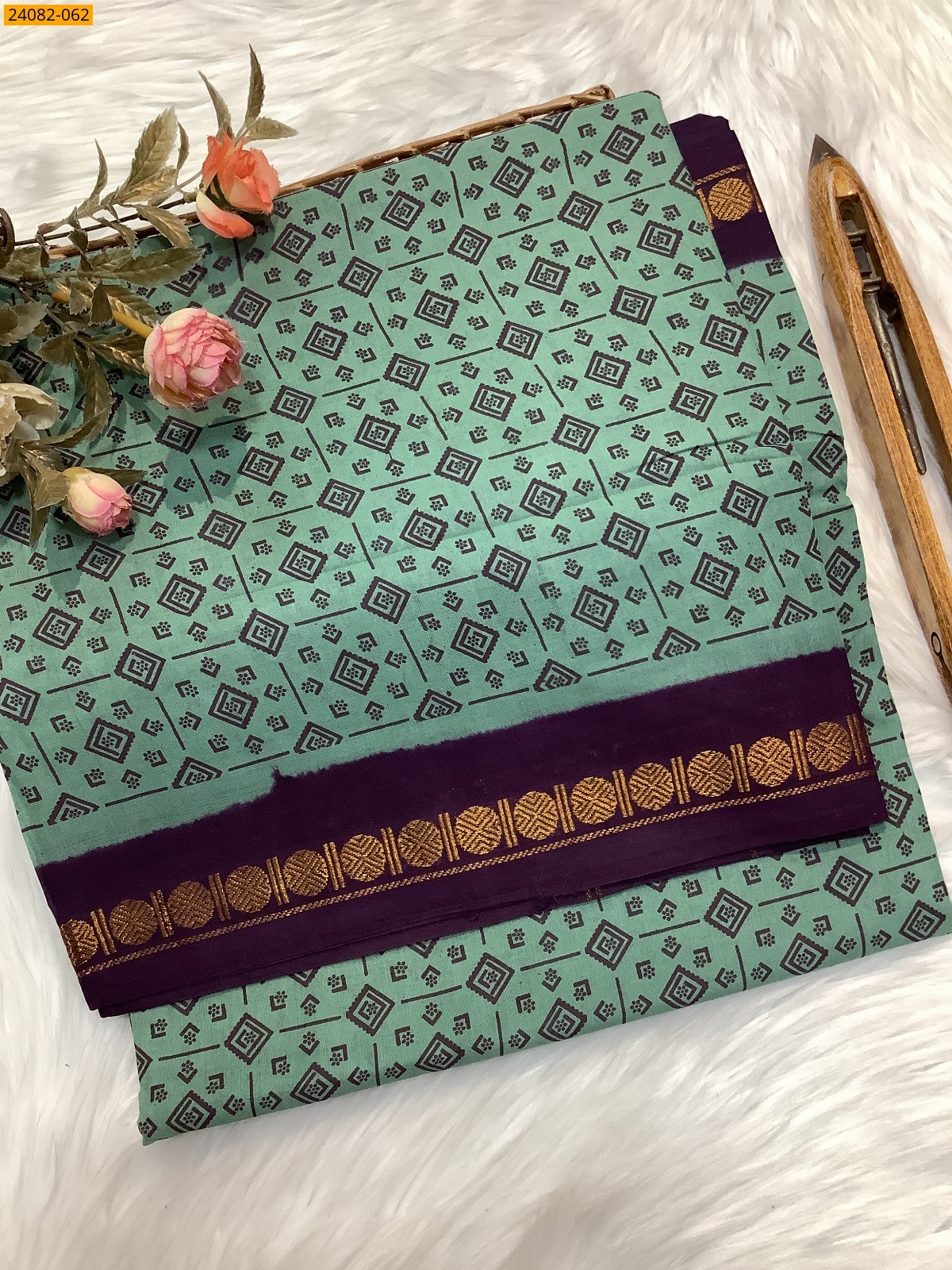 Sungudi Cotton printed saree 